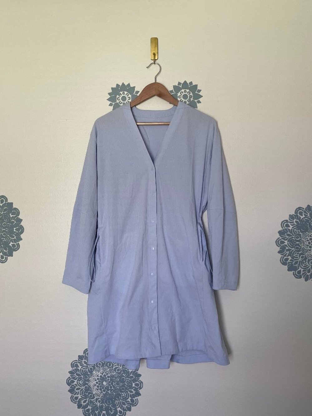 Lululemon WovenAir Button Front Dress Heathered Pastel Blue Size 8